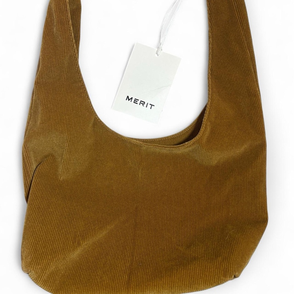 Merit Signature Baguette Bag in brown corduroy